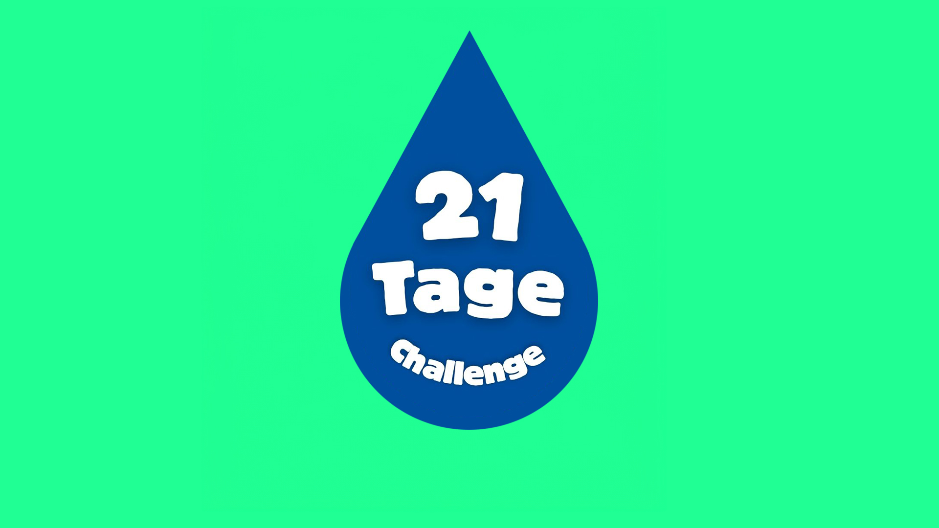 Farbiger Hintergrund mit einem blauen Tropfen in dem 21 Tage Challenge steht