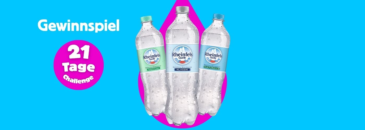 Verschiedene Sorten Rheinfels Quelle auf einem farblichen Hintergrund