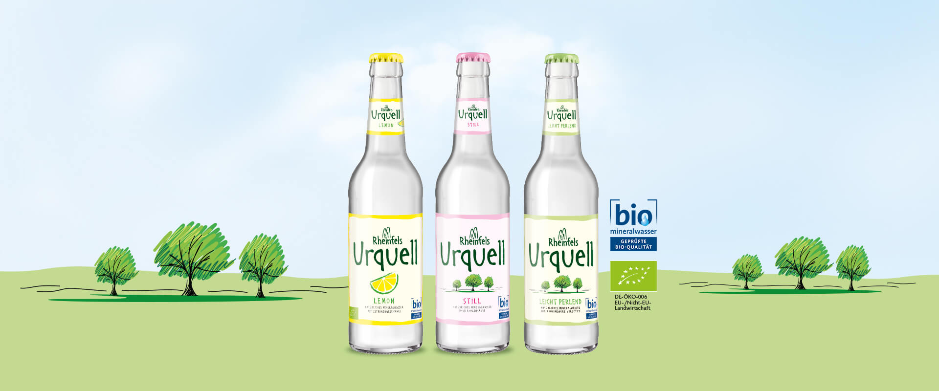 Bio Mineralwasser in drei Sorten in der Longneckflasche